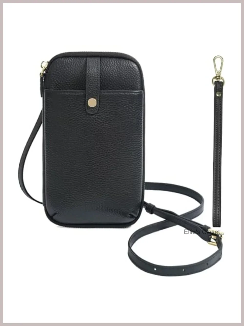 Genuine Cowhide Leather Small Crossbody Bag RFID Blocking Phone Wallet Wristlet